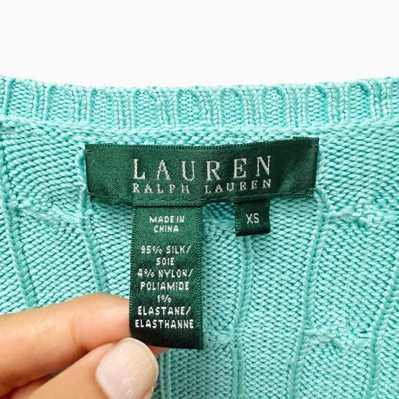 Ralph Lauren Vintage Cable Knit Sweater Silk Sweater Blue Women’s Size XS - Picture 3 of 8